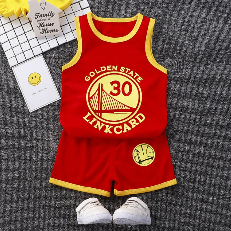 Boys Sports Basketball Summer Casual Children's Sport Sleeveless Vest+Shorts Clothes Set Baby Toddler Clothing For