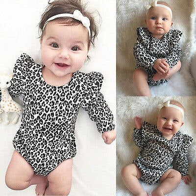 Long sleeve autumn spring fall new Leopard toddler Newborn Infant Baby Girls Romper Jumpsuit children Clothes Outfits