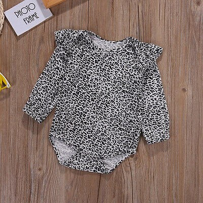 Long sleeve autumn spring fall new Leopard toddler Newborn Infant Baby Girls Romper Jumpsuit children Clothes Outfits