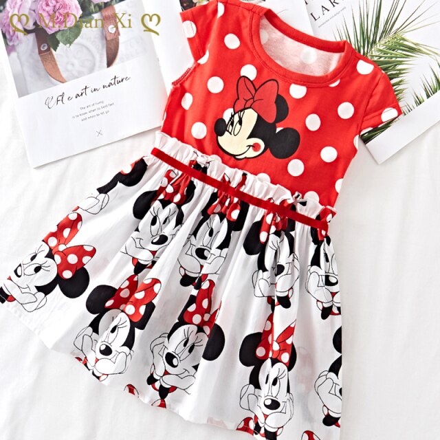 Girls Frozen Dress Summer Short-sleeved Lace Mesh Knee-Length Christmas Dress Girl Cartoon Casual Cartoon Ball Gown Dresses
