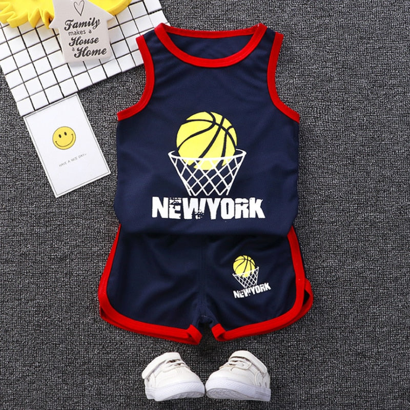 Boys Sports Basketball Summer Casual Children's Sport Sleeveless Vest+Shorts Clothes Set Baby Toddler Clothing For