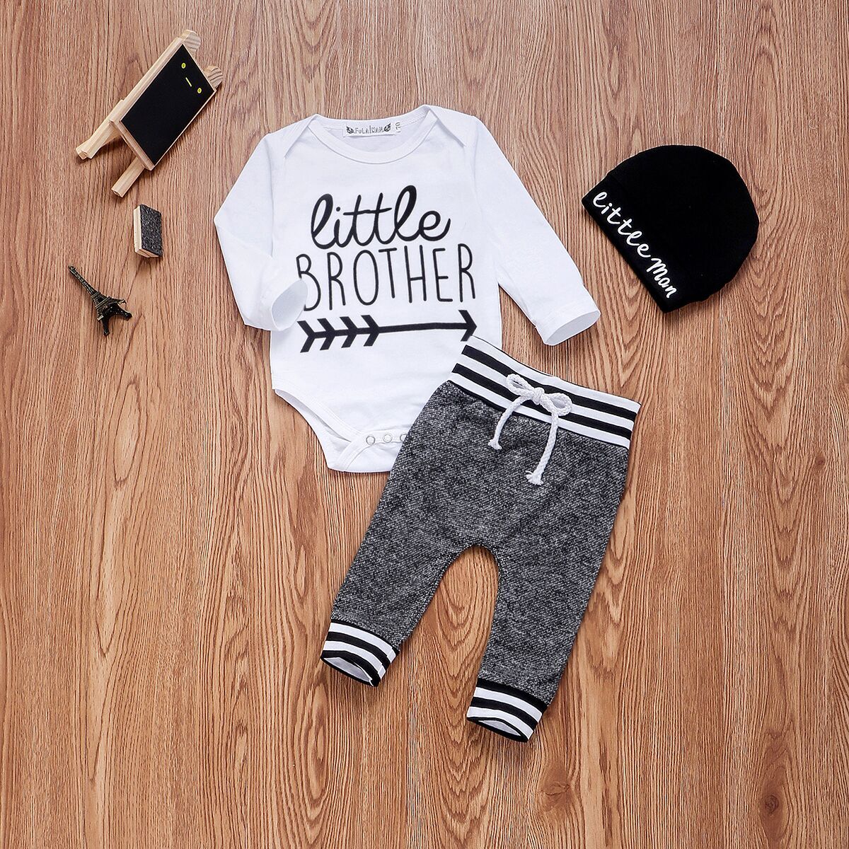 Newborn Infant Baby Boy Clothes Cotton Sets Long Sleeve Romper Pant Hats Outfit 3Pcs Baby Warm Clothing