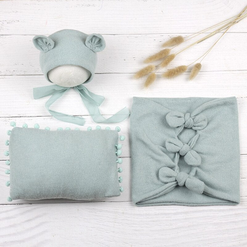 Newborn Photography Suit Baby Wraps Towel Photo Background Cloth Hat Pillow Props Kids Photography Props Clothing Baby Blanket