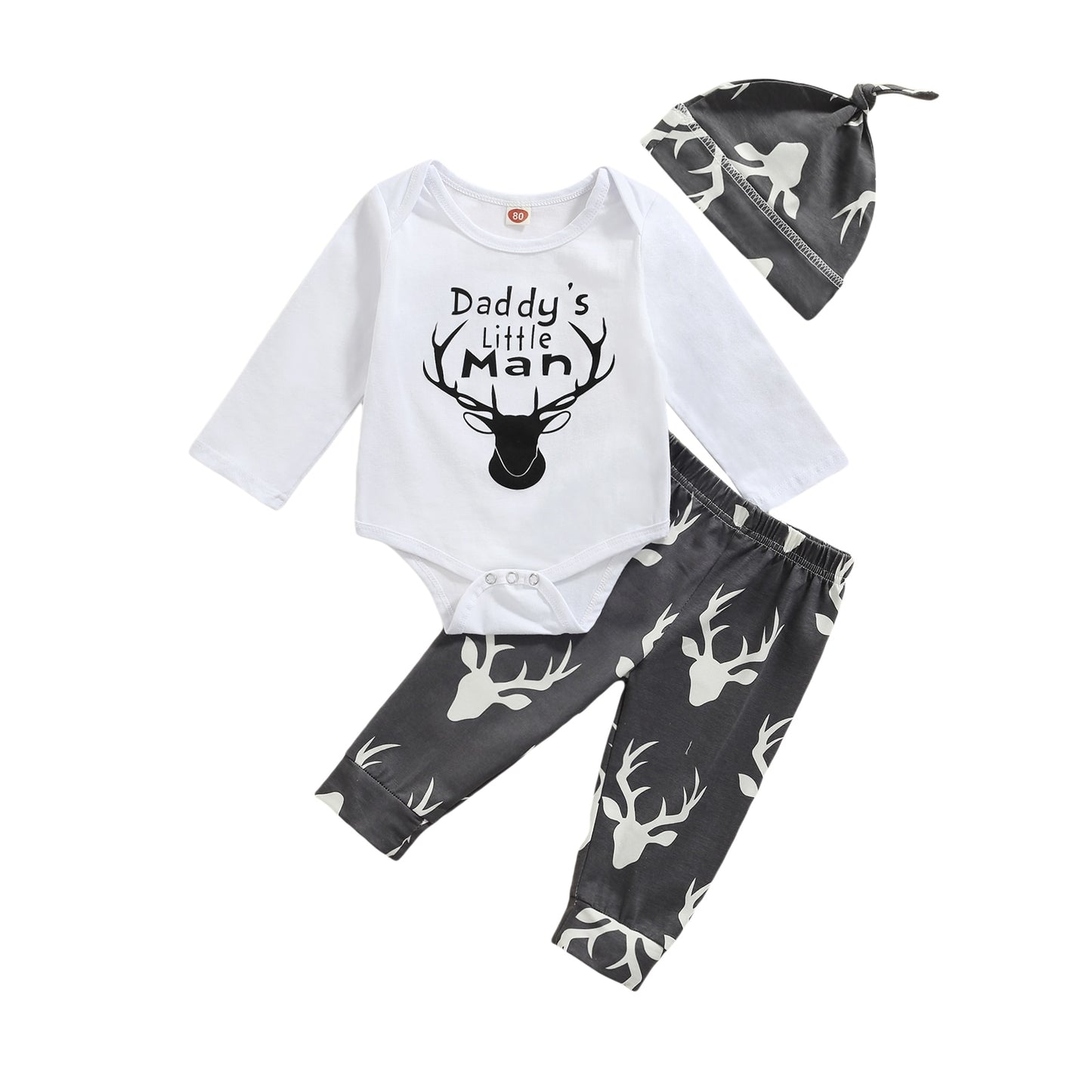 3pcs Infant Newborn Baby Boy Clothes Long Sleeve Print Romper Bodysuit+Pants Outfit Playsuit Baby Spring Autumn Clothes