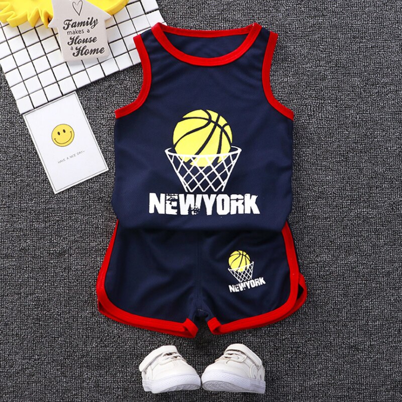 Boys Sports Basketball Summer Casual Children&#39;s Sport Sleeveless Vest+Shorts Clothes Set Baby Toddler Clothing For