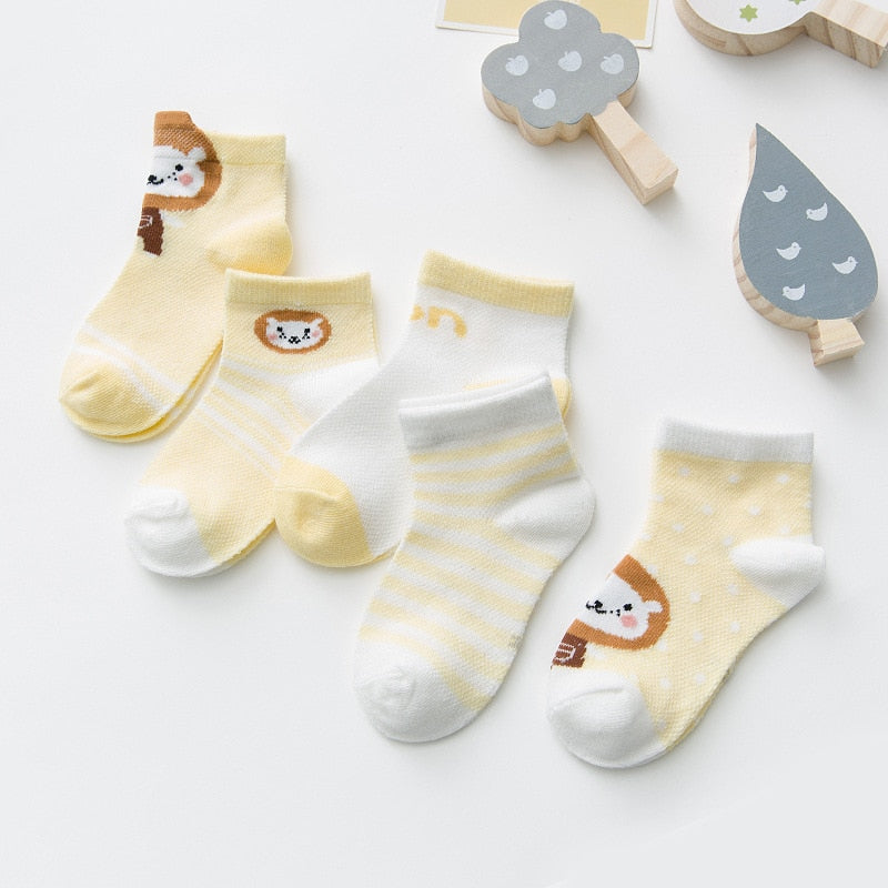 5Pairs/lot 0-2Y Infant Baby Socks Baby Socks for Girls Cotton Mesh Cute Newborn Boy Toddler Socks Baby Clothes Accessories