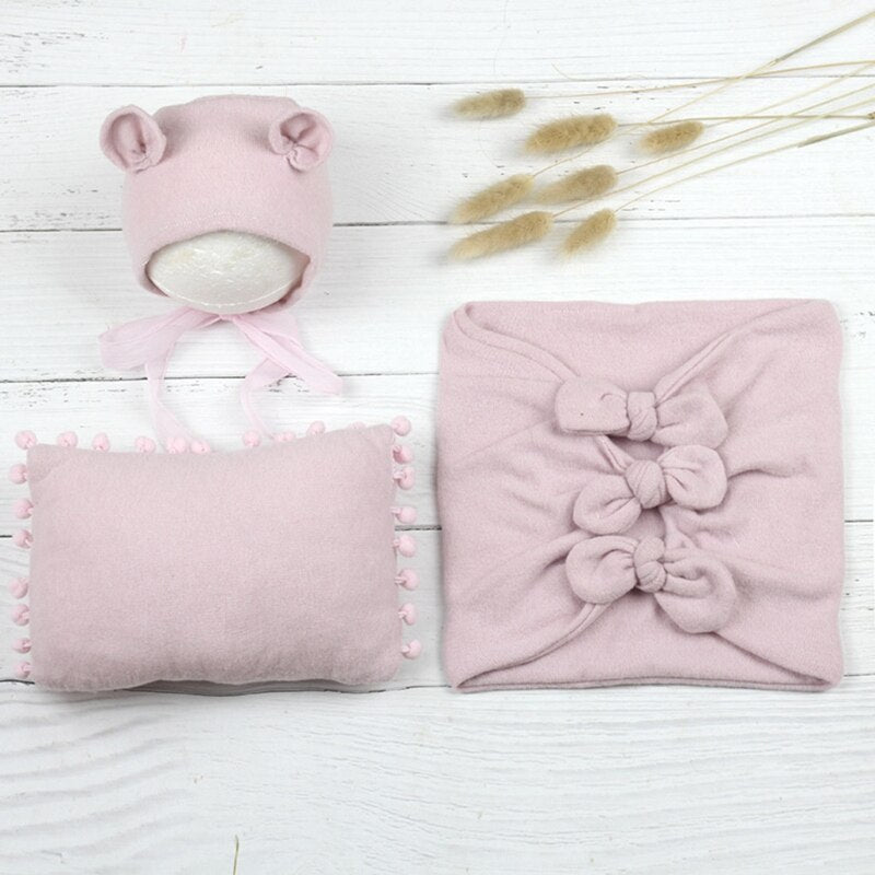 Newborn Photography Suit Baby Wraps Towel Photo Background Cloth Hat Pillow Props Kids Photography Props Clothing Baby Blanket