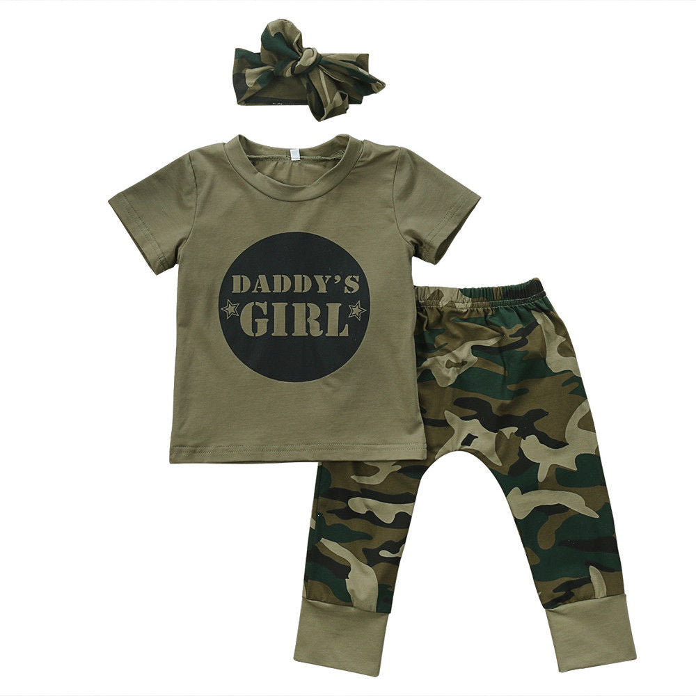 New Brand Newborn Toddler Infant Baby Boy Girl Camo T-shirt Tops Pants Outfits Set Clothes 0-24M