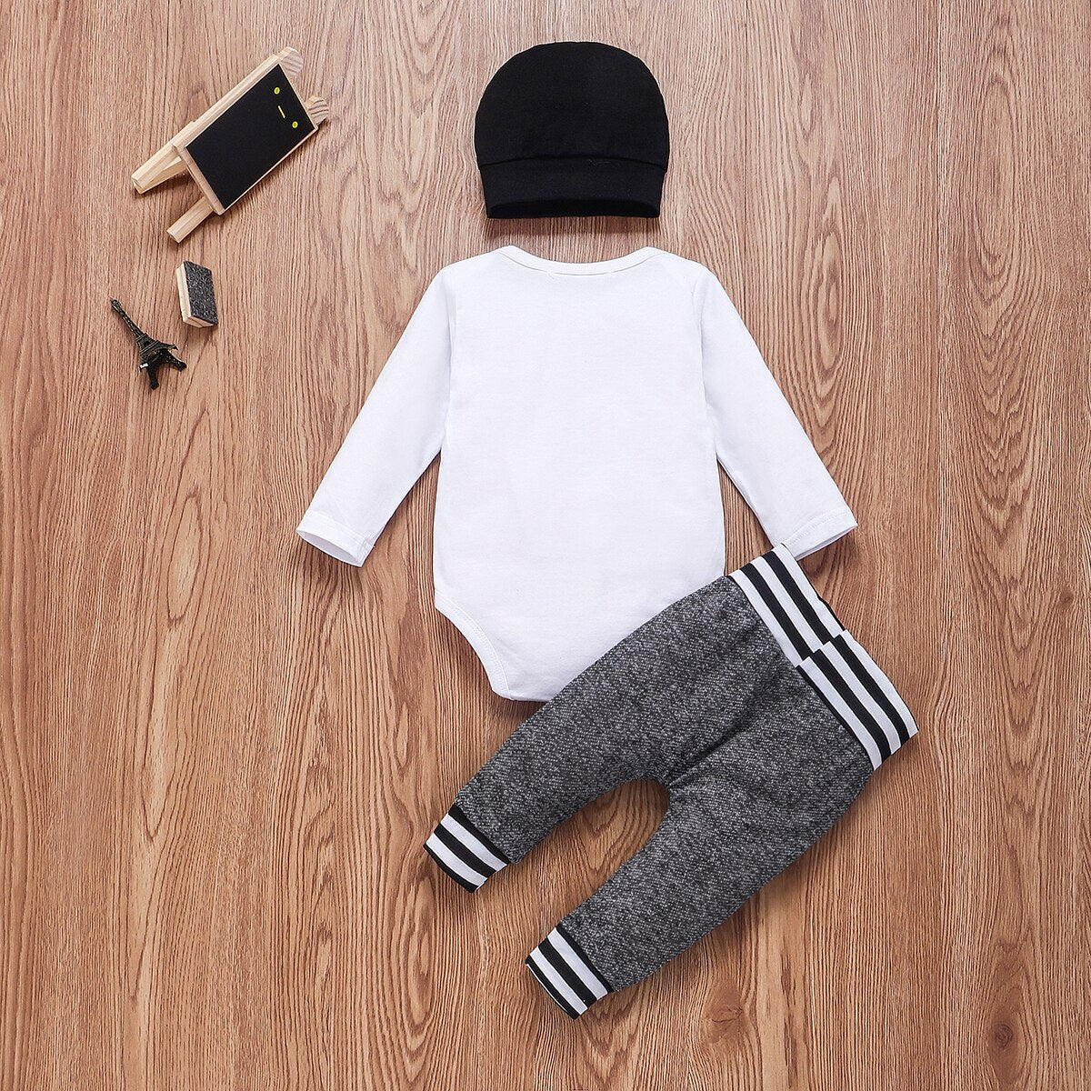 Newborn Infant Baby Boy Clothes Cotton Sets Long Sleeve Romper Pant Hats Outfit 3Pcs Baby Warm Clothing