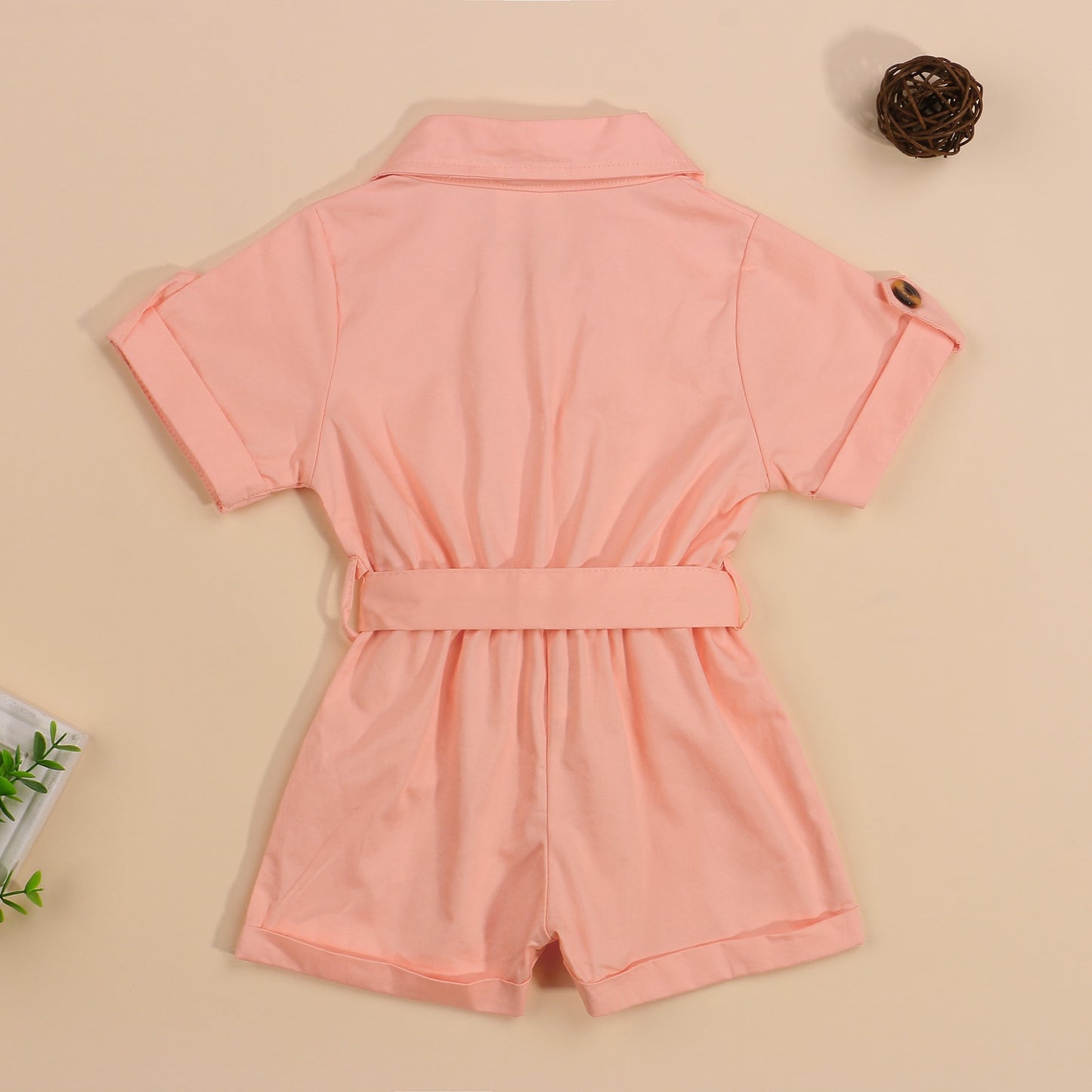 Fashion Summer Toddler Kids Baby Girls Clothes Tooling Style Short Sleeve Lapel Button Overalls Jumpsuit Outfits