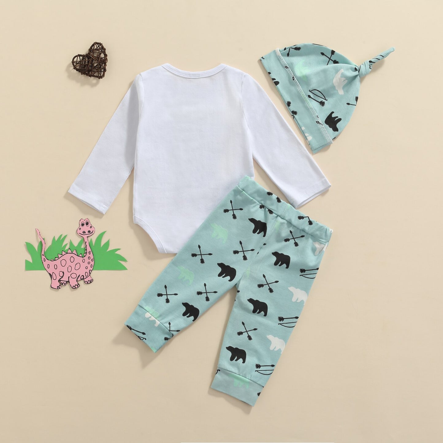 3pcs Infant Newborn Baby Boy Clothes Long Sleeve Print Romper Bodysuit+Pants Outfit Playsuit Baby Spring Autumn Clothes