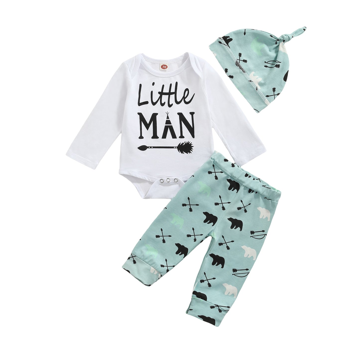 3pcs Infant Newborn Baby Boy Clothes Long Sleeve Print Romper Bodysuit+Pants Outfit Playsuit Baby Spring Autumn Clothes