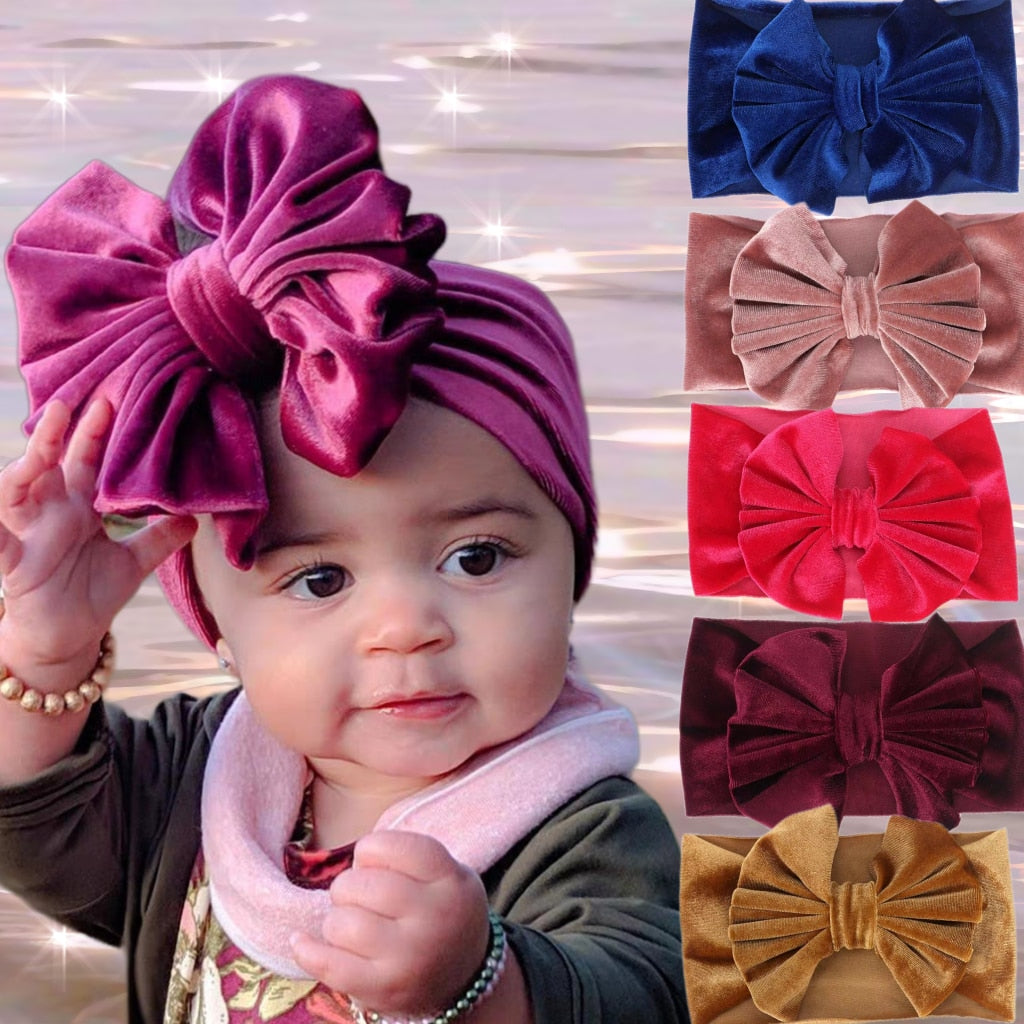 New Baby Accessories Infant Girl Velvet Hair Band Super Large Bowknot Newborn Elastic Cute Soft Headband Children&#39;s Photo Props